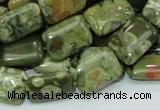 CPS25 15.5 inches 12*18mm rectangle green peacock stone beads