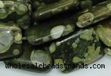 CPS27 15.5 inches 18*24mm rectangle green peacock stone beads