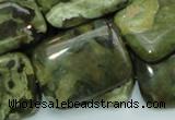 CPS28 15.5 inches 22*30mm rectangle green peacock stone beads