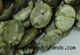 CPS45 15.5 inches 14*18mm oval green peacock stone beads wholesale