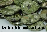 CPS48 15.5 inches 18*25mm flat teardrop green peacock stone beads