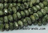 CPS52 15.5 inches 5*8mm faceted rondelle green peacock stone beads