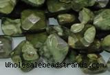 CPS73 15.5 inches 12*12mm faceted rhombic green peacock stone beads