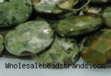 CPS92 15.5 inches 18*25mm faceted oval green peacock stone beads