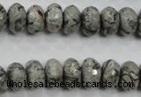 CPT121 15.5 inches 7*12mm faceted rondelle grey picture jasper beads