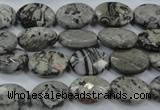 CPT143 15.5 inches 10*14mm faceted oval grey picture jasper beads