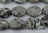 CPT145 15.5 inches 13*18mm faceted oval grey picture jasper beads