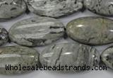 CPT175 15.5 inches 15*30mm marquise grey picture jasper beads