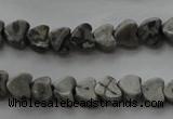 CPT184 15.5 inches 4*4mm heart grey picture jasper beads wholesale