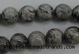 CPT188 15.5 inches 8mm round grey picture jasper beads wholesale