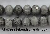 CPT196 15.5 inches 5*8mm faceted rondelle grey picture jasper beads