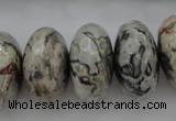 CPT197 15.5 inches 9*16mm faceted rondelle grey picture jasper beads