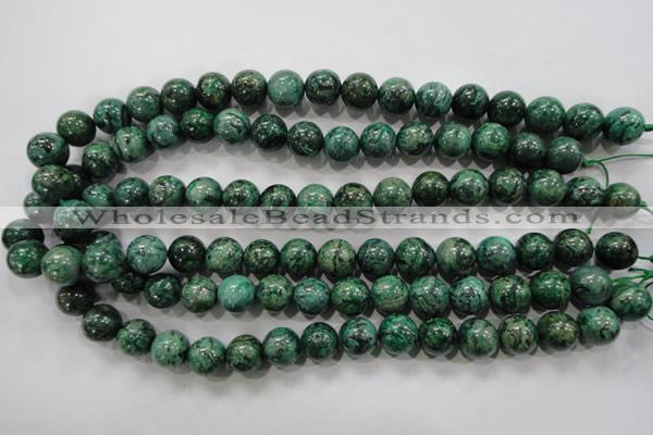 CPT207 15.5 inches 12mm round green picture jasper beads