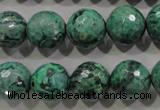 CPT217 15.5 inches 14mm faceted round green picture jasper beads