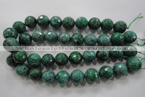 CPT220 15.5 inches 20mm faceted round green picture jasper beads