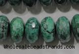 CPT226 15.5 inches 10*18mm faceted rondelle green picture jasper beads