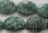 CPT241 15.5 inches 18*25mm faceted oval green picture jasper beads