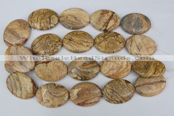 CPT256 15.5 inches 30*40mm oval picture jasper beads wholesale