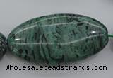 CPT324 15.5 inches 25*50mm oval green picture jasper beads