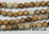 CPT501 15.5 inches 6mm faceted round picture jasper beads wholesale