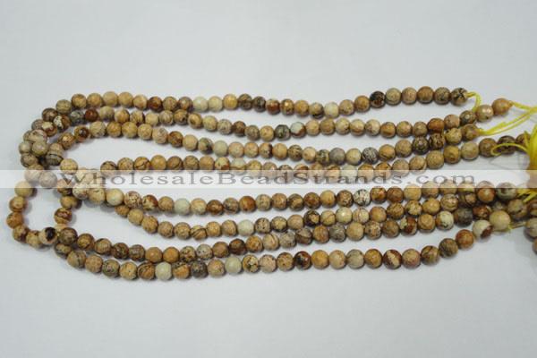 CPT501 15.5 inches 6mm faceted round picture jasper beads wholesale