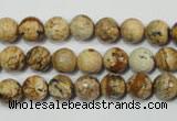 CPT502 15.5 inches 8mm faceted round picture jasper beads wholesale