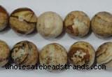 CPT505 15.5 inches 14mm faceted round picture jasper beads wholesale