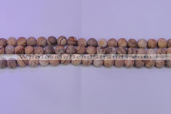 CPT520 15.5 inches 4mm round matte picture jasper beads