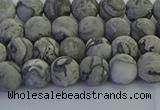 CPT571 15.5 inches 6mm round matte grey picture jasper beads