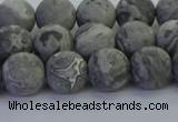 CPT572 15.5 inches 8mm round matte grey picture jasper beads