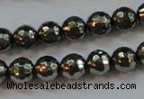 CPY106 15.5 inches 6mm faceted round pyrite gemstone beads wholesale