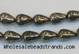 CPY132 15.5 inches 8*12mm teardrop pyrite gemstone beads wholesale