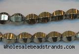 CPY142 15.5 inches 8*10mm rice pyrite gemstone beads wholesale