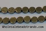 CPY151 15.5 inches 8mm coin pyrite gemstone beads wholesale