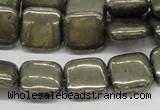 CPY18 16 inches 14*14mm square pyrite gemstone beads wholesale