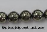 CPY206 15.5 inches 14mm round pyrite gemstone beads wholesale