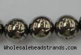 CPY207 15.5 inches 16mm round pyrite gemstone beads wholesale