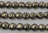 CPY220 15.5 inches 8mm flat round pyrite gemstone beads wholesale