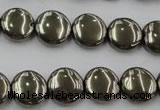 CPY222 15.5 inches 12mm flat round pyrite gemstone beads wholesale