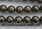 CPY24 16 inches 12mm round pyrite gemstone beads wholesale