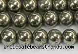 CPY260 15.5 inches 4mm round pyrite gemstone beads wholesale