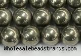 CPY261 15.5 inches 6mm round pyrite gemstone beads wholesale