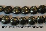 CPY301 15.5 inches 10mm flat round pyrite gemstone beads wholesale