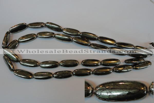 CPY311 15.5 inches 10*25mm oval pyrite gemstone beads wholesale