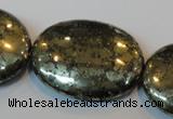 CPY313 15.5 inches 30*40mm oval pyrite gemstone beads wholesale