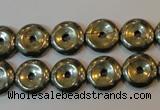 CPY336 15.5 inches 12mm donut pyrite gemstone beads wholesale