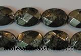 CPY344 15.5 inches 13*18mm faceted oval pyrite gemstone beads wholesale