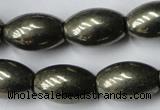 CPY367 15.5 inches 10*16mm rice pyrite gemstone beads wholesale