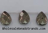 CPY378 Top drilled 12*16mm briolette pyrite gemstone beads