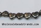 CPY390 Top drilled 8*8mm heart pyrite gemstone beads